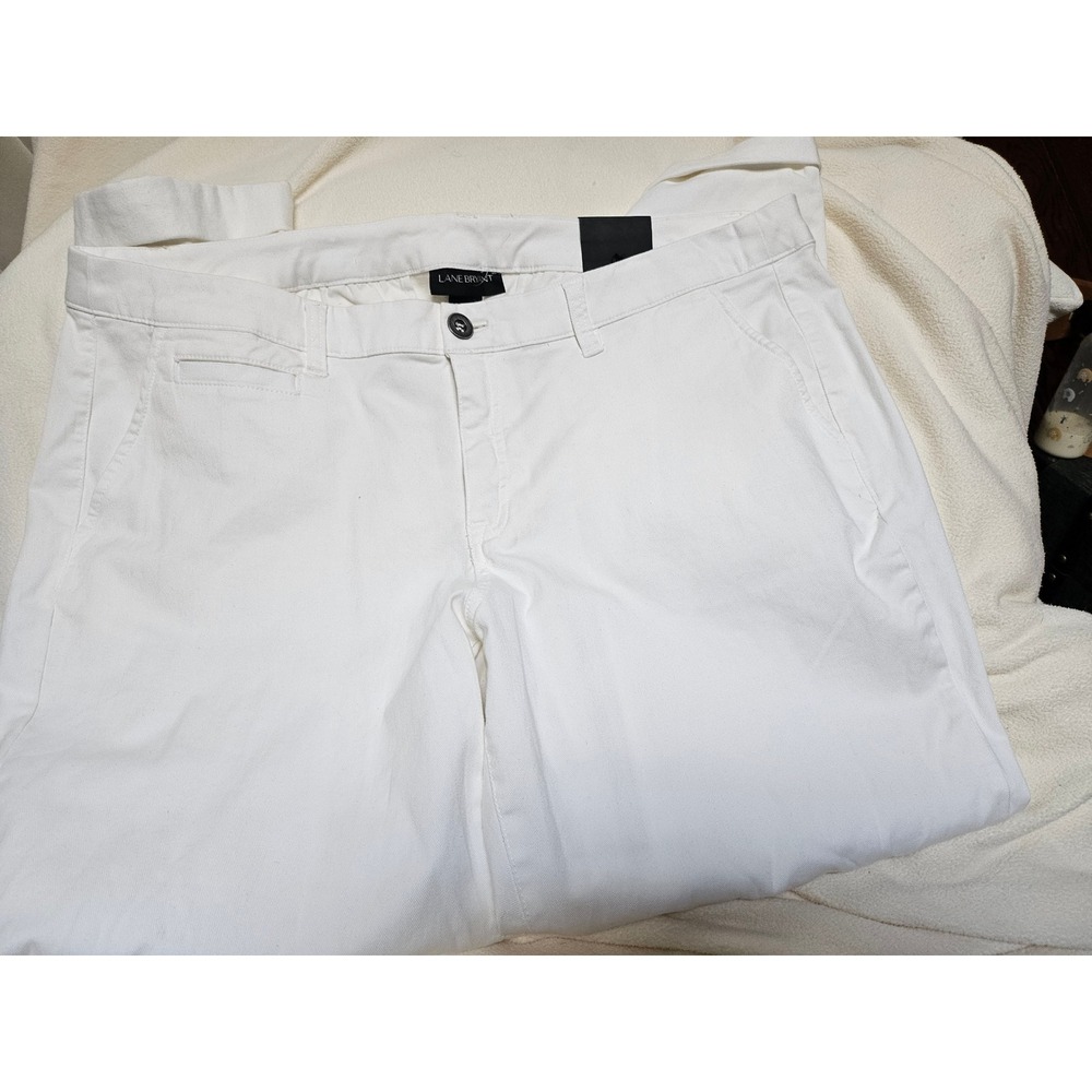 Lane Bryant Low Rise Boyfriend Pants White  Lyocell Stretch Size 18 NWT 2033